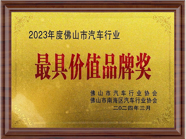 尚饰丽雅最具品牌价值奖荣誉